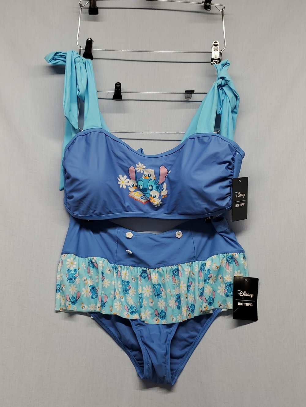 Disney Blue Stitch Two-Piece Ruffle Bikini with Tie Straps #437